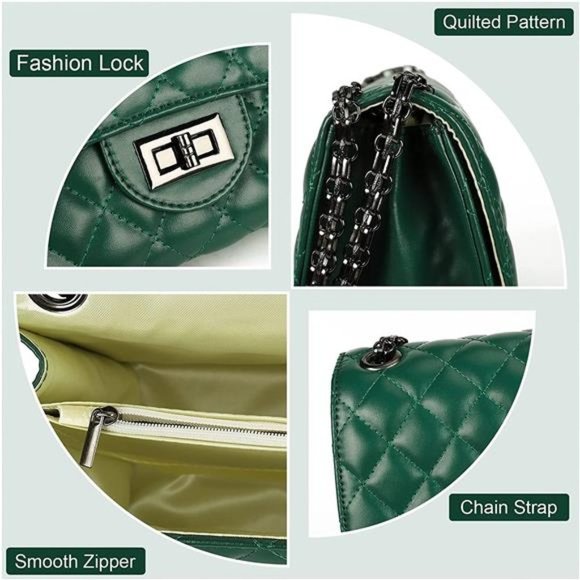 CROSSBODY Bags for Women Leather Ladies Green - Picture 5 of 6